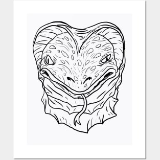 Scary Snake Monster Horror Black Lineart Posters and Art